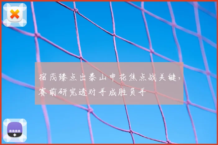 宿茂臻点出泰山申花焦点战关键，赛前研究透对手成胜负手